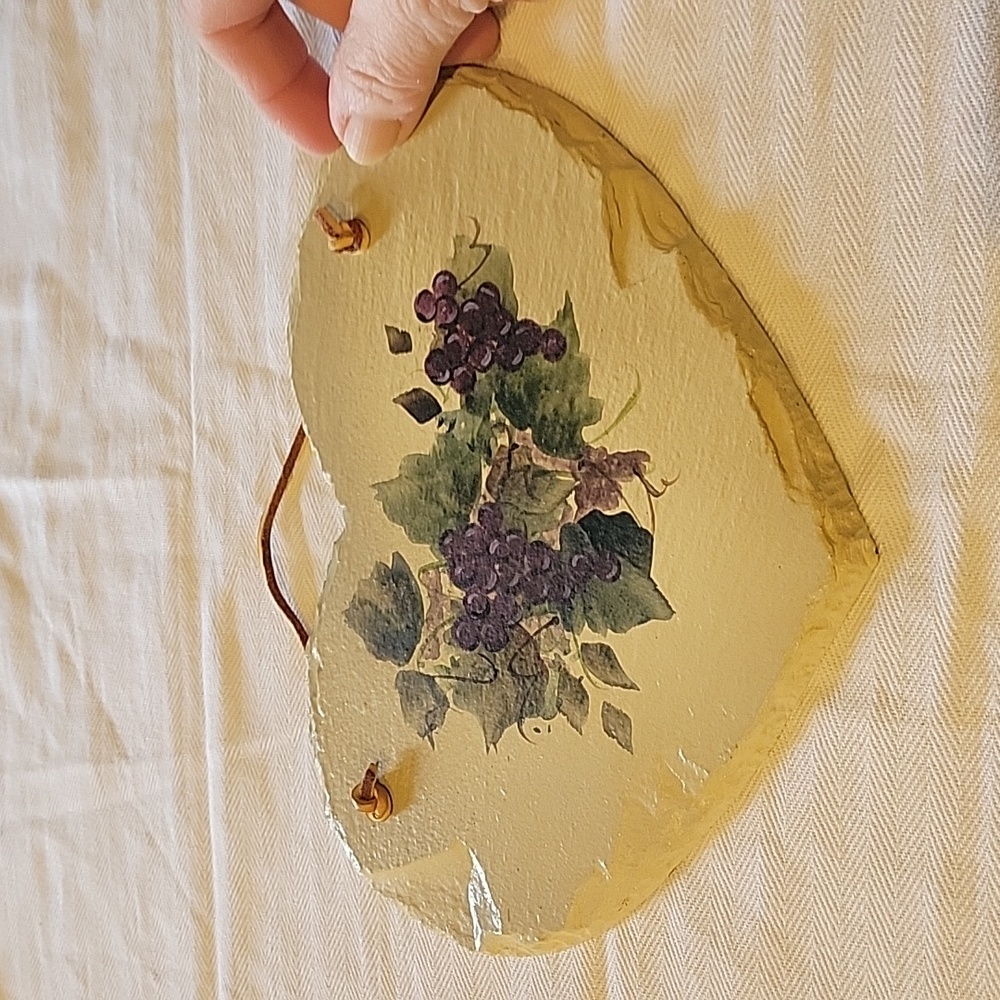 5 For 25.00/Slate Heart/ hand painted wall hanging,grapes,euc
